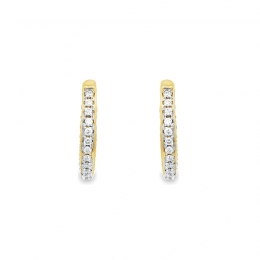 18K Yellow  Gold Diamond Huggies Earrings