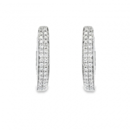 18K White Gold Diamond Huggies Earrings