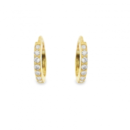 18K Yellow  Gold Diamond Huggies Earrings