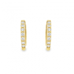 18K Yellow  Gold Diamond Huggies Earrings