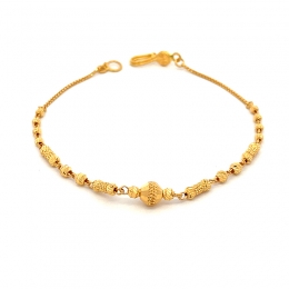 22K Gold bracelet with beads and capsule design - 7 inch
