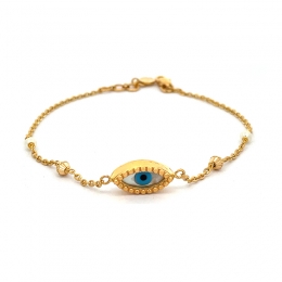 Elegant Evil Eye Bracelet in 22k Gold - 7 inch