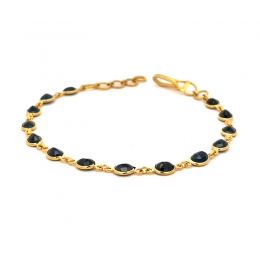 22K Gold Bracelet with Black accents - 7.25 inch