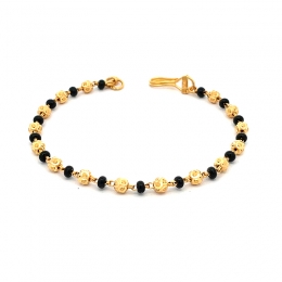 Black and Yellow Gold Beads Bracelet - 7.25 inch