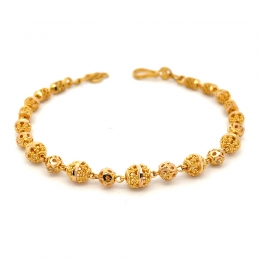 22k Gold Bracelet with large beads - 7 inch