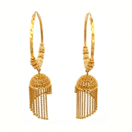 22k Gold Hoop Earrings - Diameter 1.6 inch
