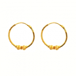 22k Gold Hoop Earrings - Diameter 22 mm