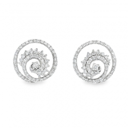 Elegant Spiral Gold Diamond Earrings