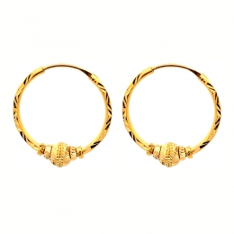 22k Gold Hoop Earrings - Diameter 22 mm