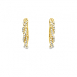 18K Gold Diamond Hoop Earrings