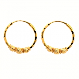 Stunning beaded 22k Gold Hoop Earrings