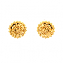 Captivating Round Ear Studs -22K Gold