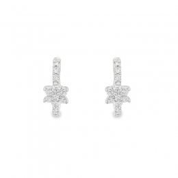 Elegant Diamond Flower Earrings - Huggies