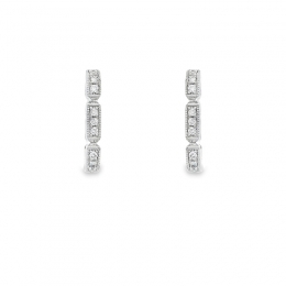 18K White Gold Diamond Huggies Earrings