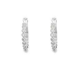 18K White Gold Diamond Hoop Earrings