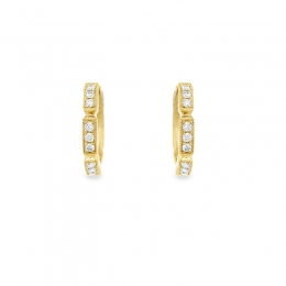 18K Yellow  Gold Diamond Huggies Earrings