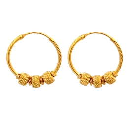 22K Yellow Gold Hoop Earrings