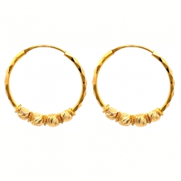 22k Gold Hoop Earrings - Diameter 27 mm