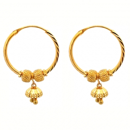 22k Gold Hoop Earrings - Diameter 23 mm
