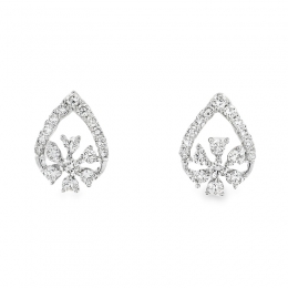 Tear drop design Gold Diamond Stud Earrings