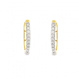 18K Yellow  Gold Diamond Hoop Earrings