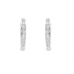 18K White Gold Diamond Huggies Earrings