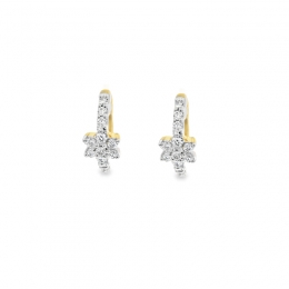 18K Yellow  Gold Diamond Huggies Earrings