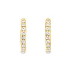 Round Gold Diamond Hoop Earrings -0.7 inch