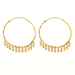 22k Gold Hoop Earrings - Diameter 1.5 inch