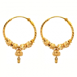 22k Gold Hoop Earrings - Diameter 25 mm