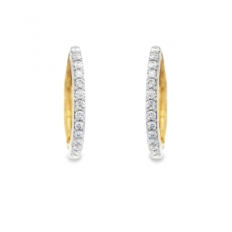 18K Yellow  Gold Diamond Hoop Earrings