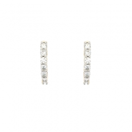 18K Yellow  Gold Diamond Huggies Earrings