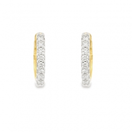 18K Yellow  Gold Diamond Hoop Earrings