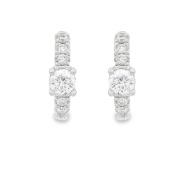 18K White Gold Diamond Hoop Earrings