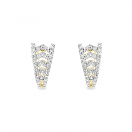 18K Gold Diamond Huggies Earrings - 0.7 inch