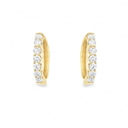 18K Yellow  Gold Diamond Huggies Earrings