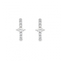 18K Yellow  Gold Diamond Huggies Earrings