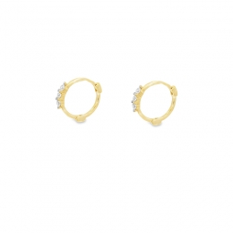 18K Yellow  Gold Diamond Huggies Earrings