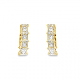 18K Gold Diamond Hoop Earrings