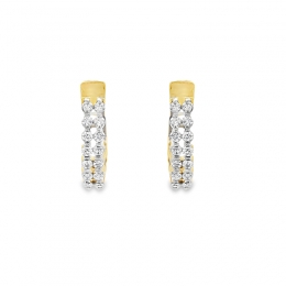 18K Yellow  Gold Diamond Hoop Earrings