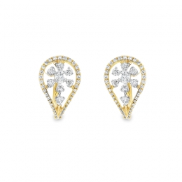 18K Gold Diamond Huggies Earrings - 0.6 inch