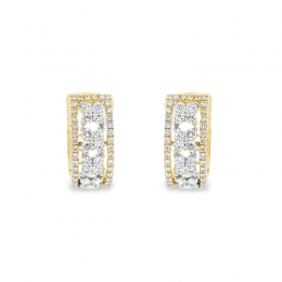 18K Gold Diamond Huggies Earrings - 0.6 inch