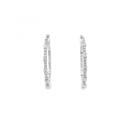 18K Gold Diamond Hoop Earrings