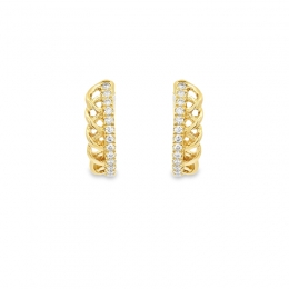 18K Yellow  Gold Diamond Huggies Earrings