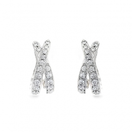 18K White Gold Diamond Hoop Earrings