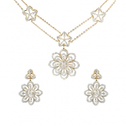 Yellow Gold Diamond Necklace Set