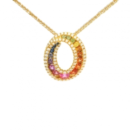 Oval Gemstone and Diamond Pendant