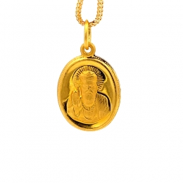 Guru Nanak and Om pendant in 22K Yellow Gold