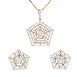 Geometric design Diamond Pendant Set