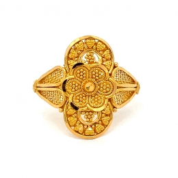 Floral Gold Ring - 22K - size 6.0
